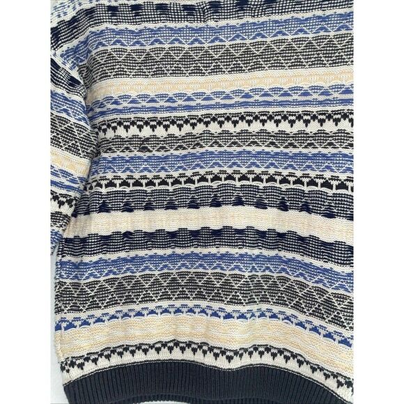Tigerlily 3d Coogi‎ Like Sweater Made Boat Neck Blue Stripe Blue Women’s Small - Picture 10 of 11